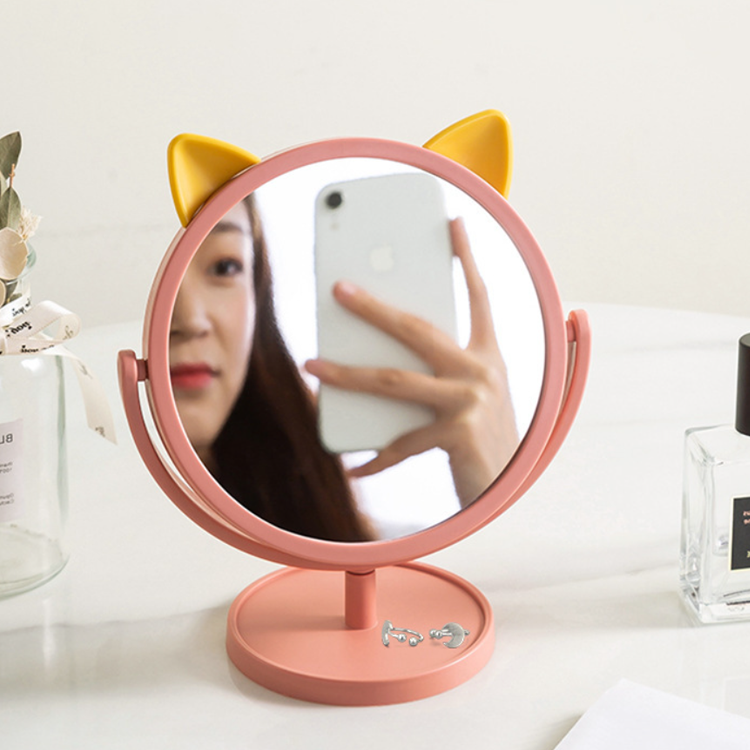 거울 밑 받침에는 악세라리나 립스틱 등을 올려주는 받침대로 사용하셔도 좋습니다. <알리바바구매대행 추천 고양이 거울>